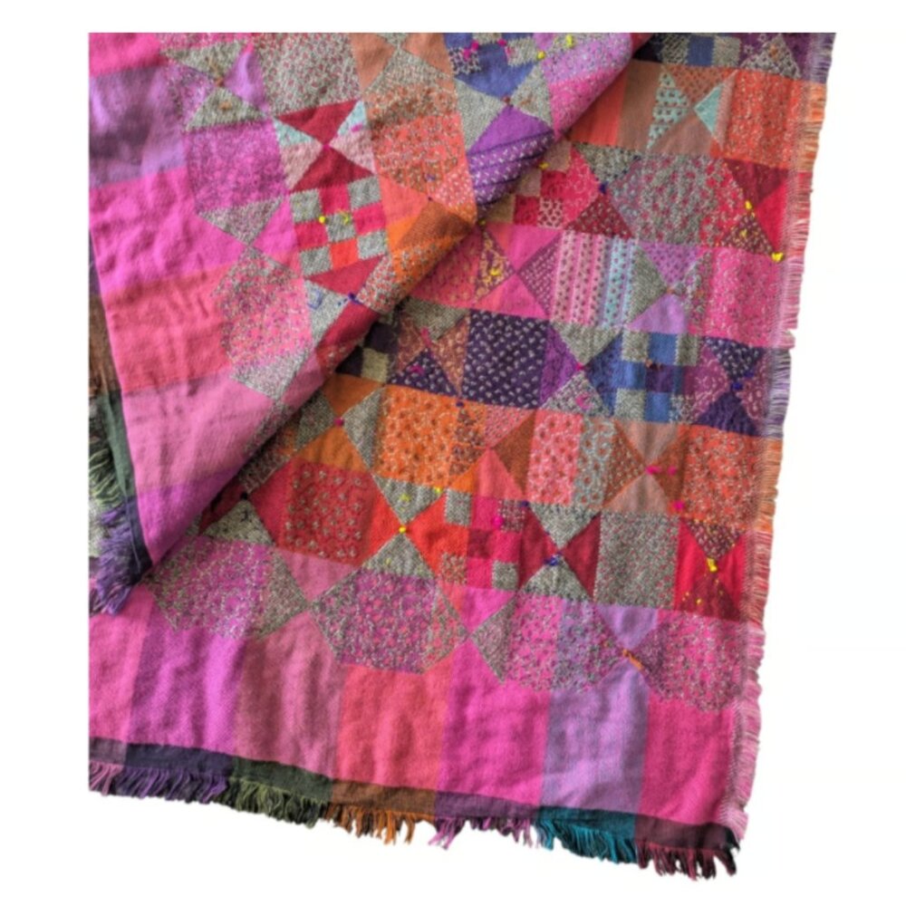 Patchwork Embroidered Multicolor Extra Large Scar… - image 6